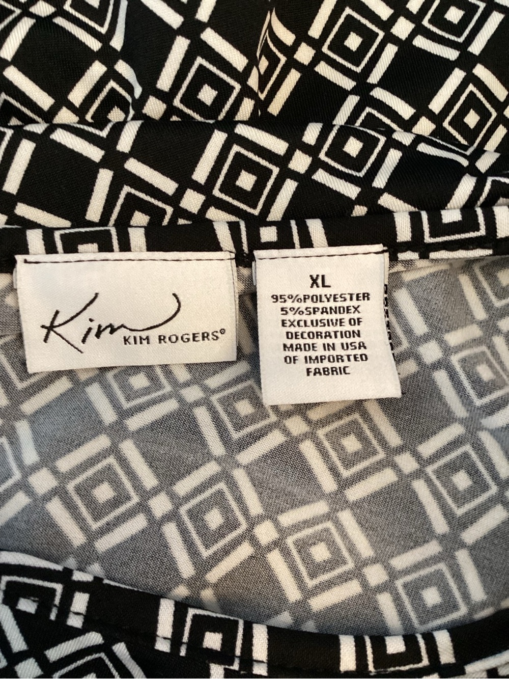 Kim Rogers Black & White Geometric Tie-Front Top - Picture 9 of 9